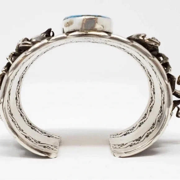 San Felipe Jacob Troncosa Silver and Turquoise Scorpion Cuff Bracelet - Picture 8 of 14